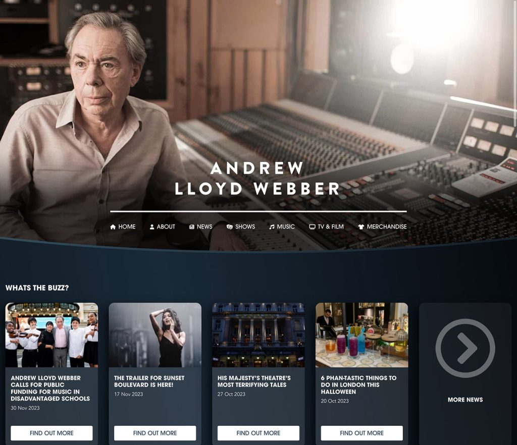 WordPress development for Andrew Lloyd Webber